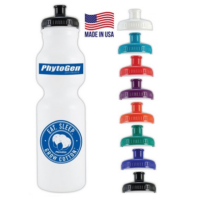 Bike Bottle USA made 28 oz plastic water bottles push spout