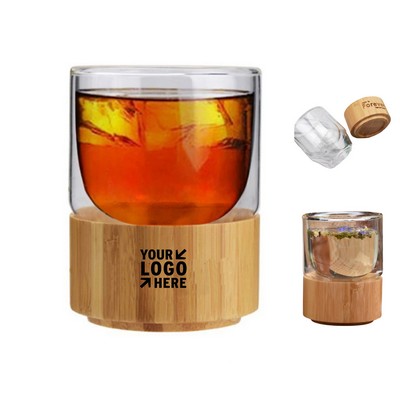 6 Oz Bamboo Base Glass Cup