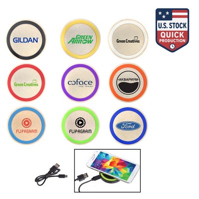 10W Eco Friendly Wireless Charging Pad For Mobile Devices Made of Wheat Straw Material