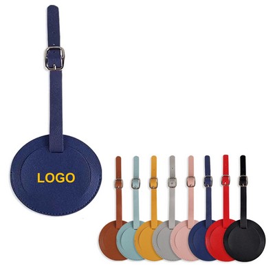 Round PU Leather Luggage Tags Suitcase Label Tag